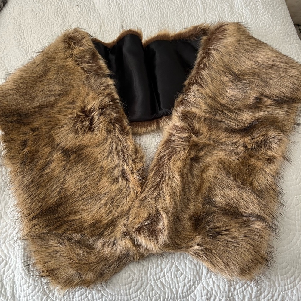 Faux Fur Brown Shawl